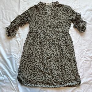 Anthropologie Cloth & Stone leopard Cheetah Mini Dress Sz S fall Work Career